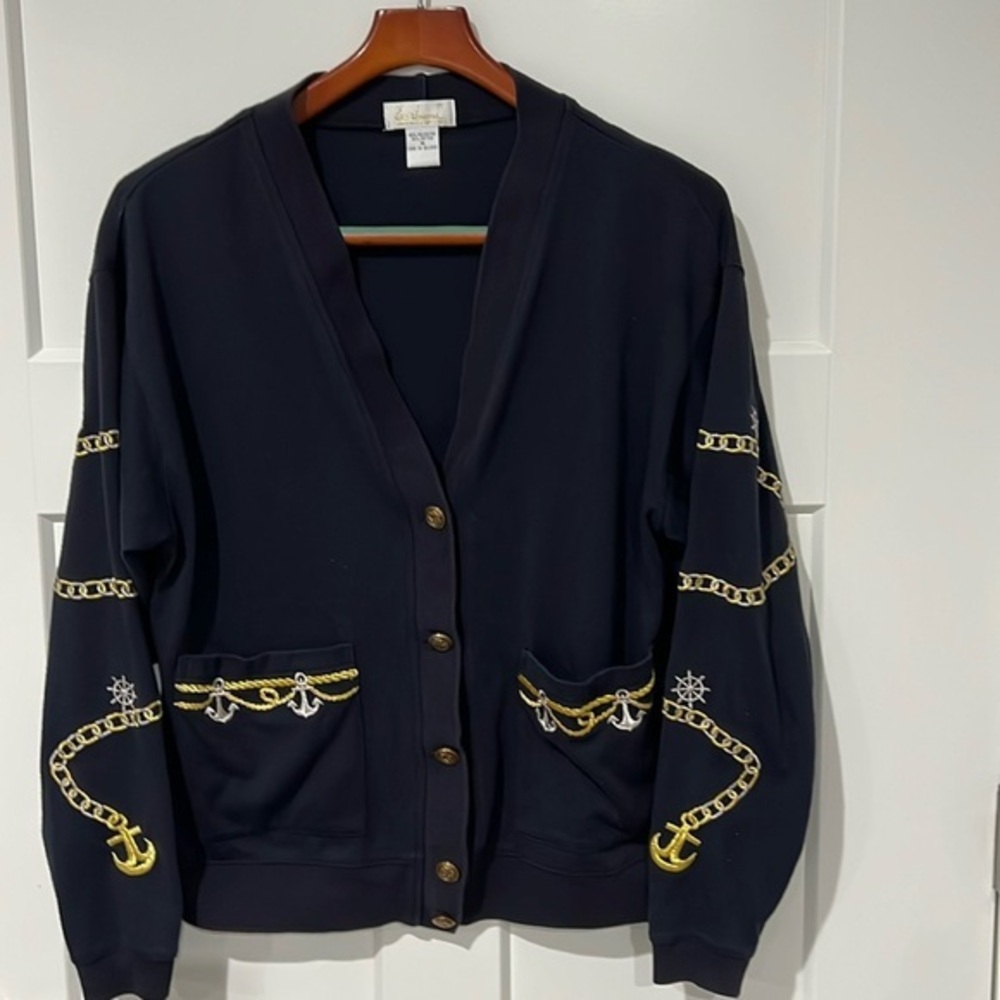 Vintage Tara Vanessa Nautical embroidered cardigan Sz M